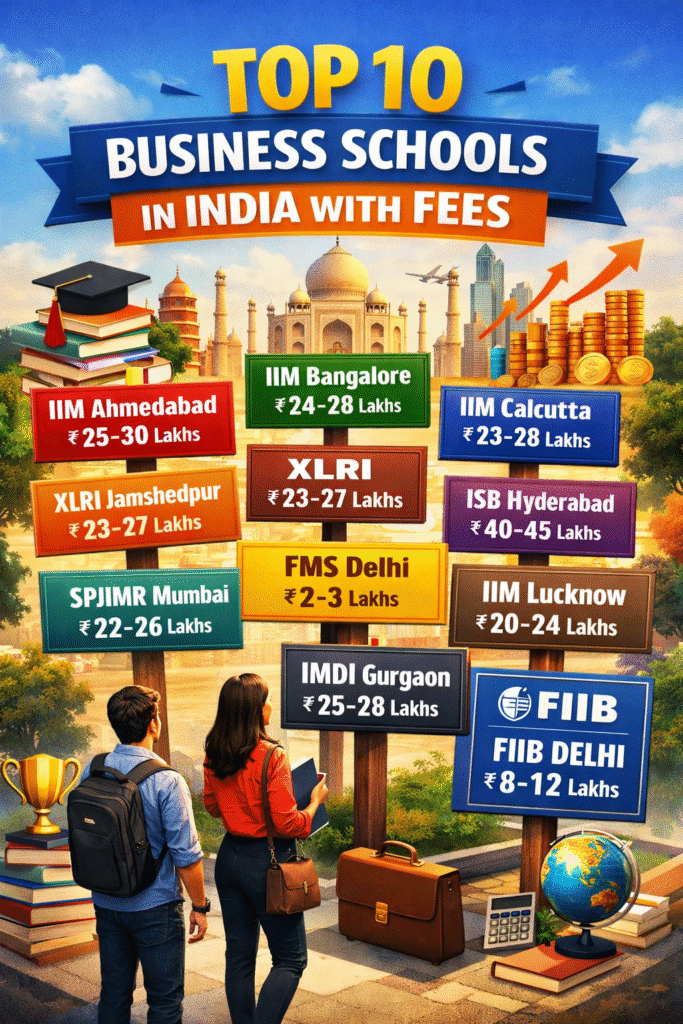 Top 10 business schools in India with fees